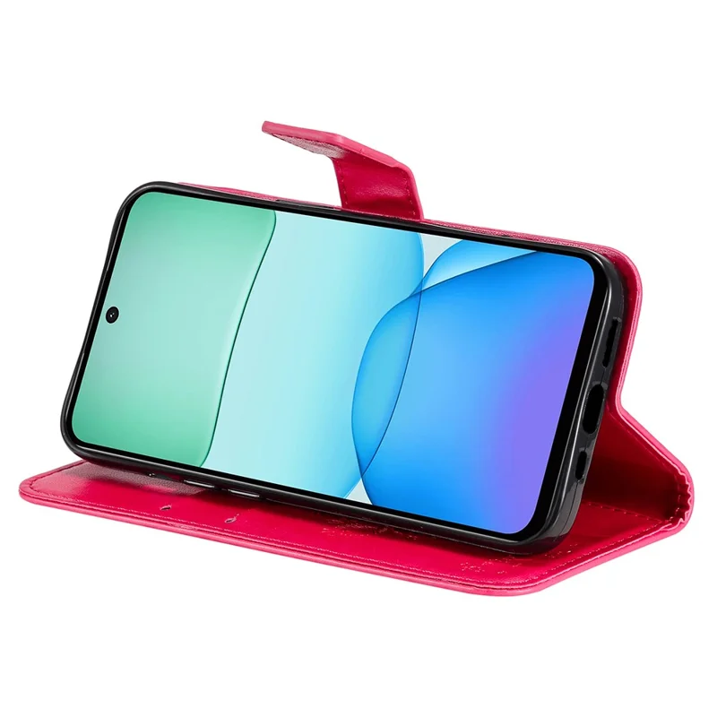 For Xiaomi Redmi 13 5G / 13 4G Phone Case with Stand Cat Tree Pattern Leather Wallet Mobile Cover - Rose