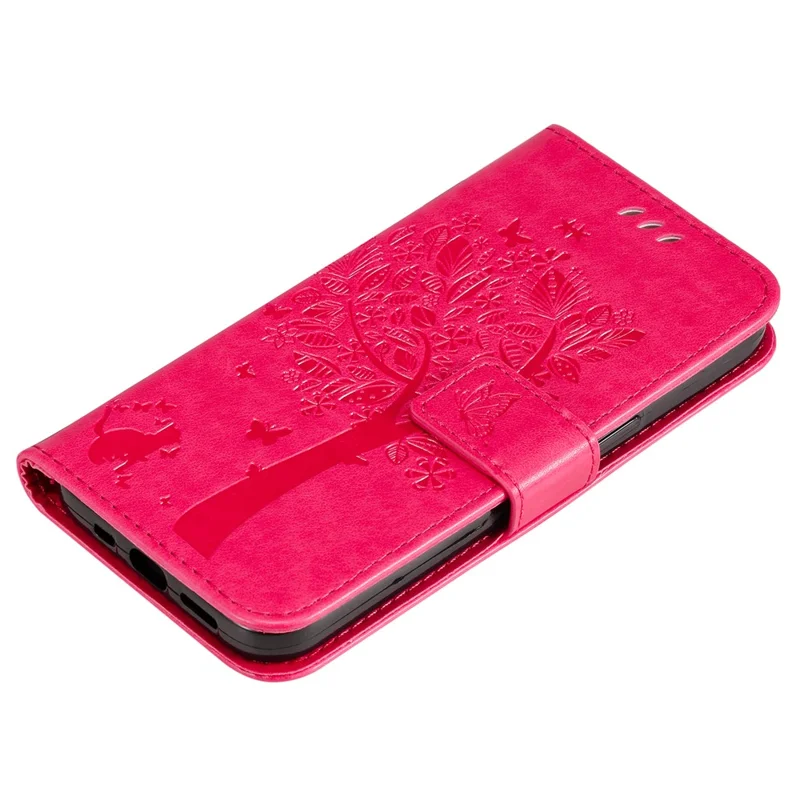 For Xiaomi Redmi 13 5G / 13 4G Phone Case with Stand Cat Tree Pattern Leather Wallet Mobile Cover - Rose