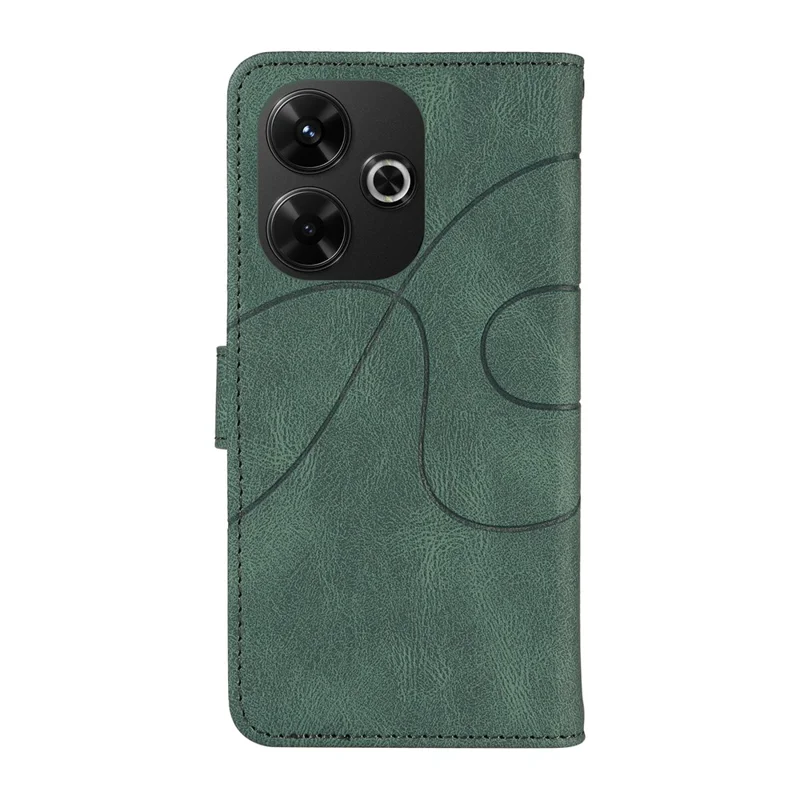 For Xiaomi Redmi 13 5G / 13 4G Case Leather Folio Flip Phone Cover Curved Line Imprinted - Green