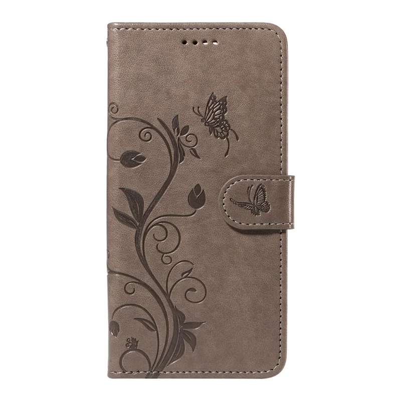 Per Xiaomi Redmi 13 5G / 13 4G Custodia in pelle PU Custodia protettiva con motivo a farfalla e fiore - Grigio