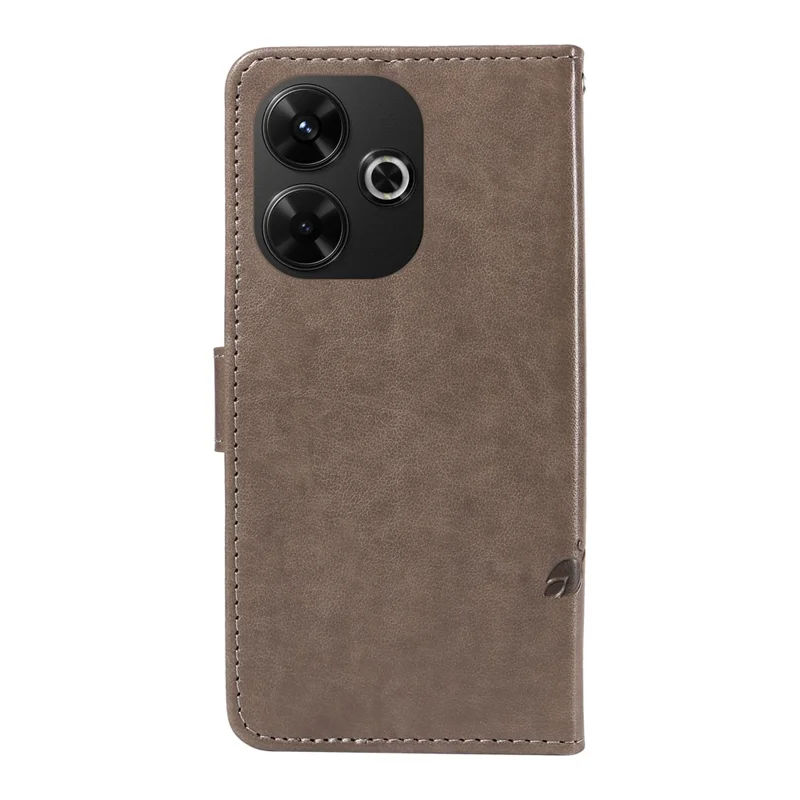 Per Xiaomi Redmi 13 5G / 13 4G Custodia in pelle PU Custodia protettiva con motivo a farfalla e fiore - Grigio