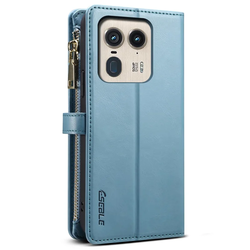 ESEBLE Série Galaxy pour Motorola Edge 50 Ultra 5G / Moto X50 Ultra 5G Étui en cuir Étui de téléphone RFID Blocking - Bleu