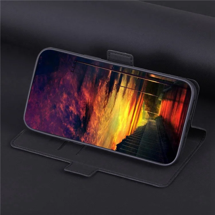 For Huawei Enjoy 50 Pro 4G / nova Y90 4G Twill Texture Side Magnetic Clasp PU Leather Stand Cover Card Slots Phone Case - Black
