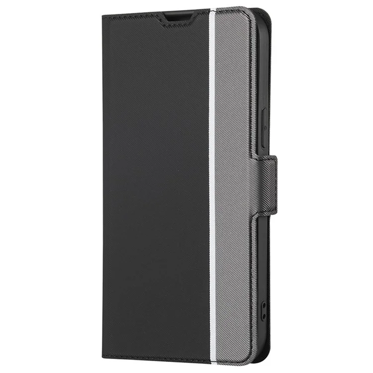 For Huawei Enjoy 50 Pro 4G / nova Y90 4G Twill Texture Side Magnetic Clasp PU Leather Stand Cover Card Slots Phone Case - Black