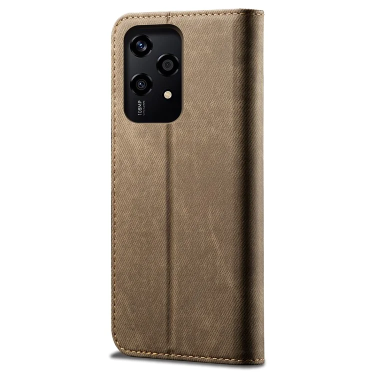 Чехол для телефона For Honor 200 Lite с джинсовой тканью и кожаной текстурой - Khaki
