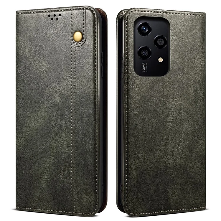 For Honor 200 Lite Case Folio Leather Phone Cover with Card Holder Crazy Horse Texture - Green