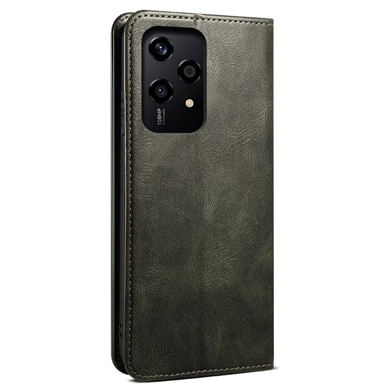For Honor 200 Lite Case Folio Leather Phone Cover with Card Holder Crazy Horse Texture - Green