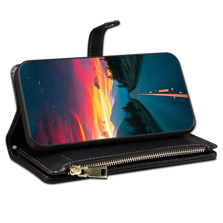 ESEBLE Galaxy Series For Motorola Moto G24 Power Case Leather Phone Cover with Purse Card Holder RFID Blocking - Black