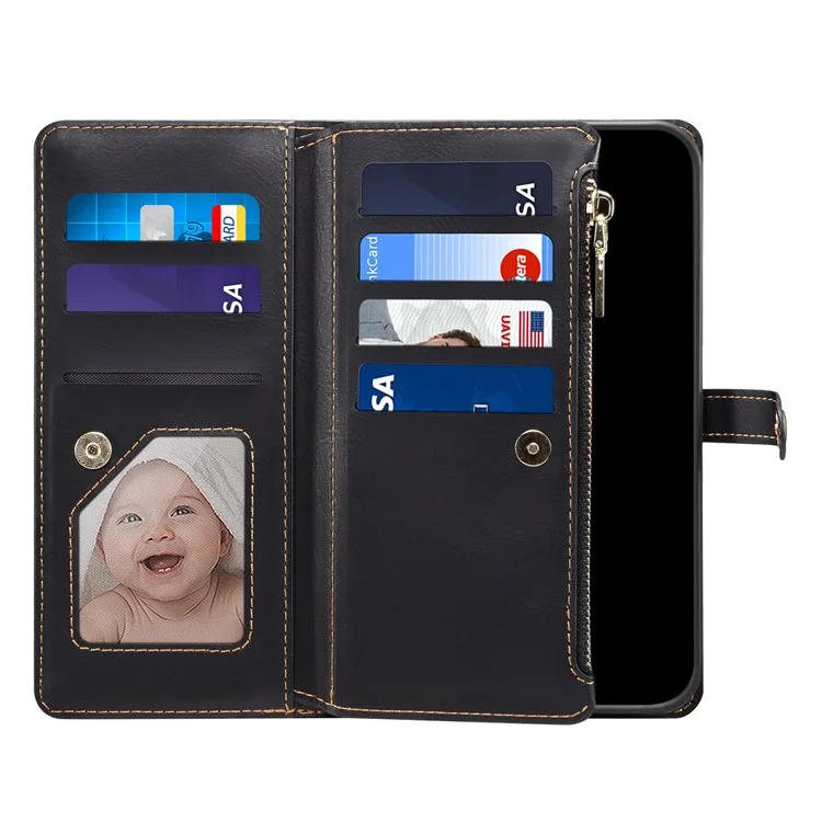 ESEBLE Galaxy Series For Motorola Moto G24 Power Case Leather Phone Cover with Purse Card Holder RFID Blocking - Black