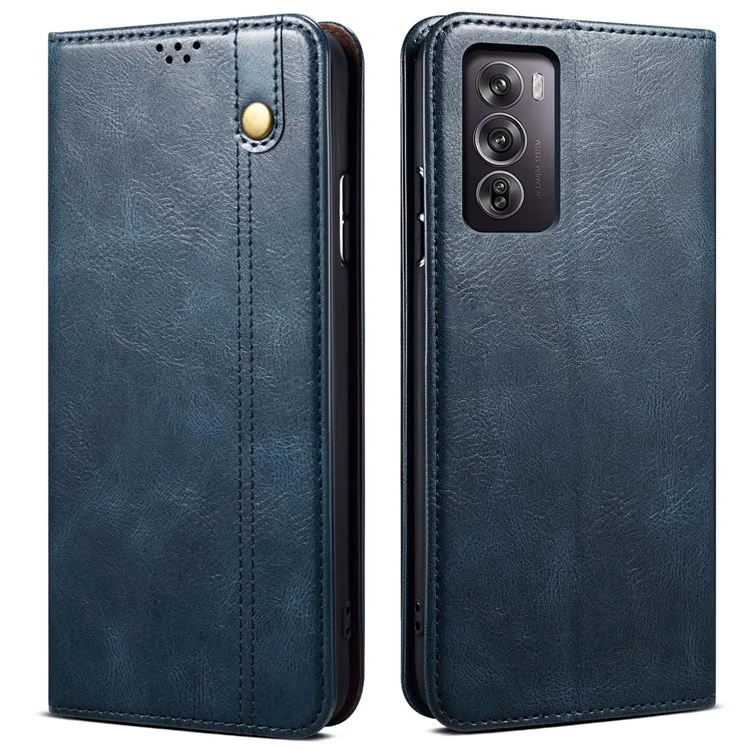 Для Oppo Reno12 5G (Глобальный) Чехол Кожаный Противоударный Флипкейс Чехол - Синий