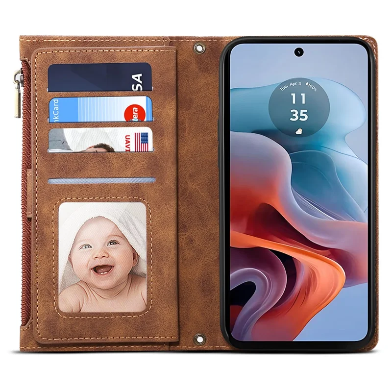 ESEBLE Star Series For Motorola Moto G85 5G / S50 Neo 5G Case Leather Folio Wallet Phone Cover RFID Blocking Wrist Strap - Brown