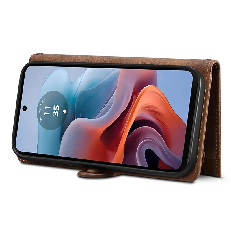 ESEBLE Star Series For Motorola Moto G85 5G / S50 Neo 5G Case Leather Folio Wallet Phone Cover RFID Blocking Wrist Strap - Brown