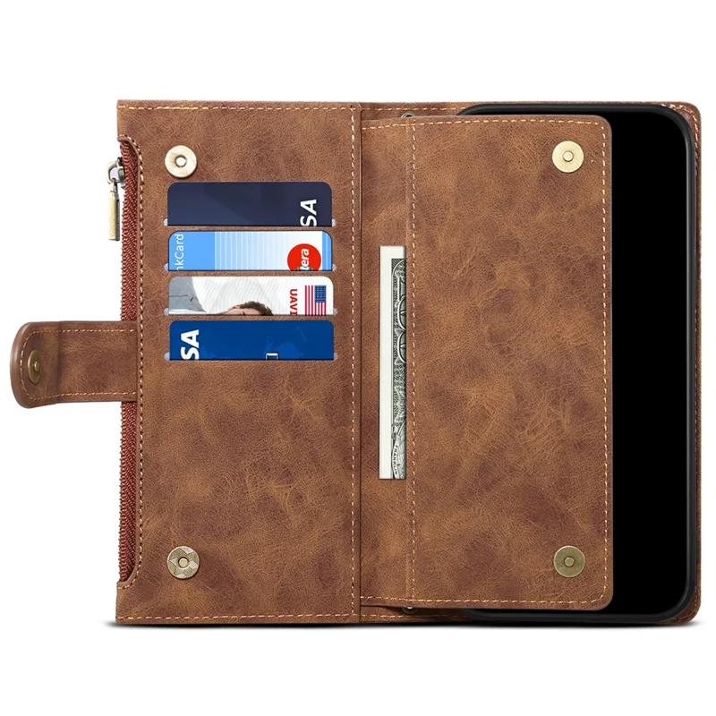 ESEBLE Star Series For Motorola Moto G85 5G / S50 Neo 5G Case Leather Folio Wallet Phone Cover RFID Blocking Wrist Strap - Brown