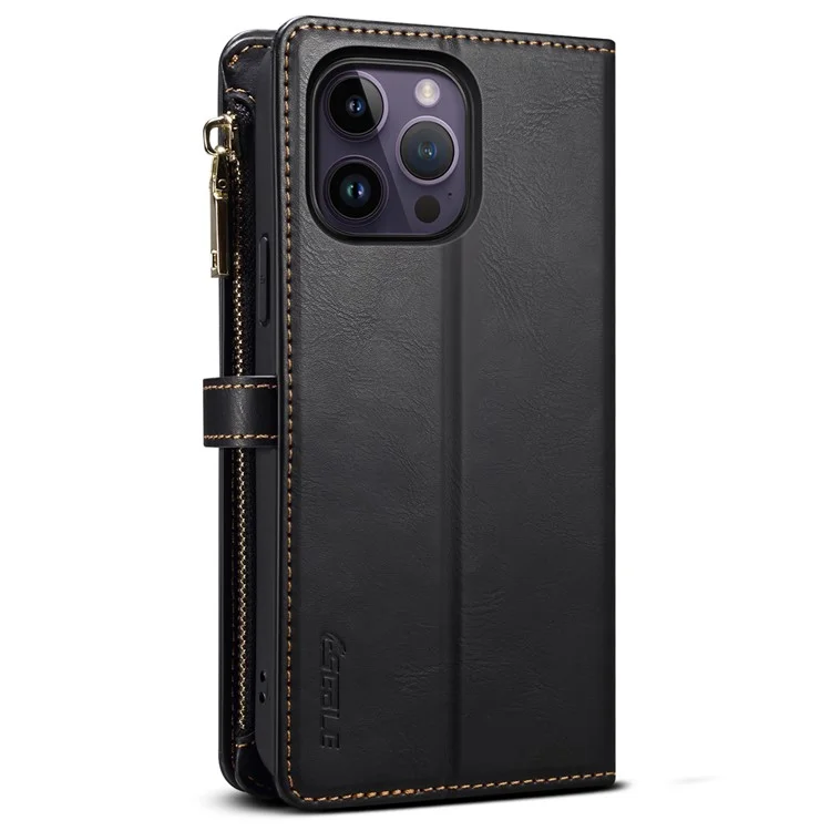ESEBLE Galaxy Series For iPhone 16 Pro Max Case RFID Blocking Zipper Wallet Leather Phone Cover - Negro