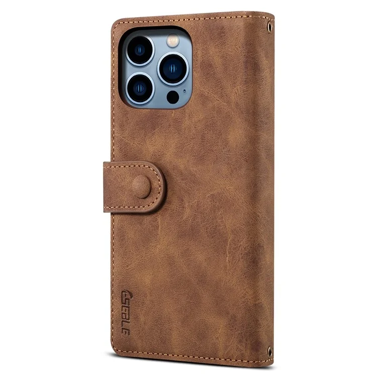 ESEBLE Star Series For iPhone 16 Pro Case Zipper Wallet Leather Stand Phone Cover - Marrom