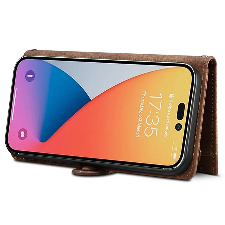 ESEBLE Star Series For iPhone 16 Pro Case Zipper Wallet Leather Stand Phone Cover - Marrom