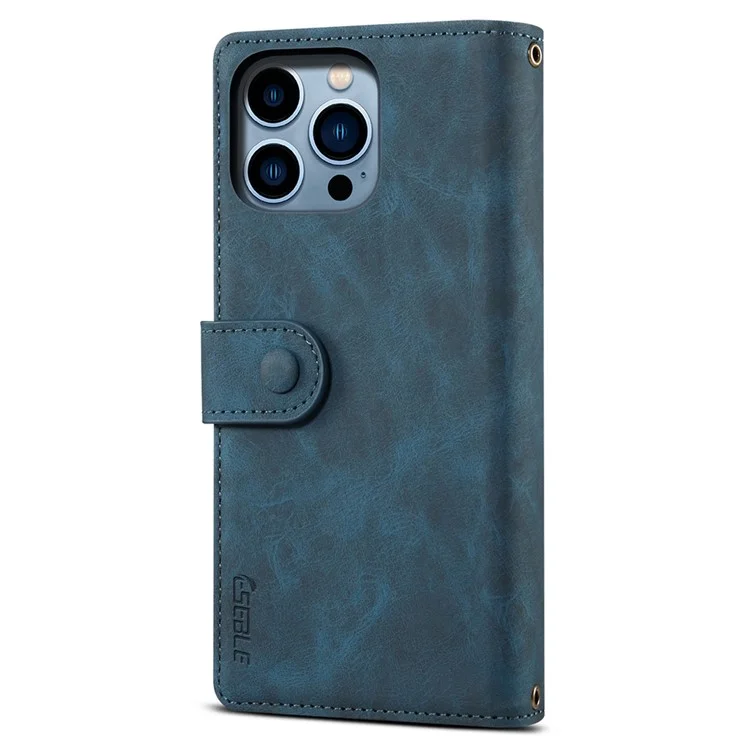 ESEBLE Star Series Per iPhone 16 Pro Max Case Zipper Wallet Anti-Drop PU Leather Phone Cover - Blu