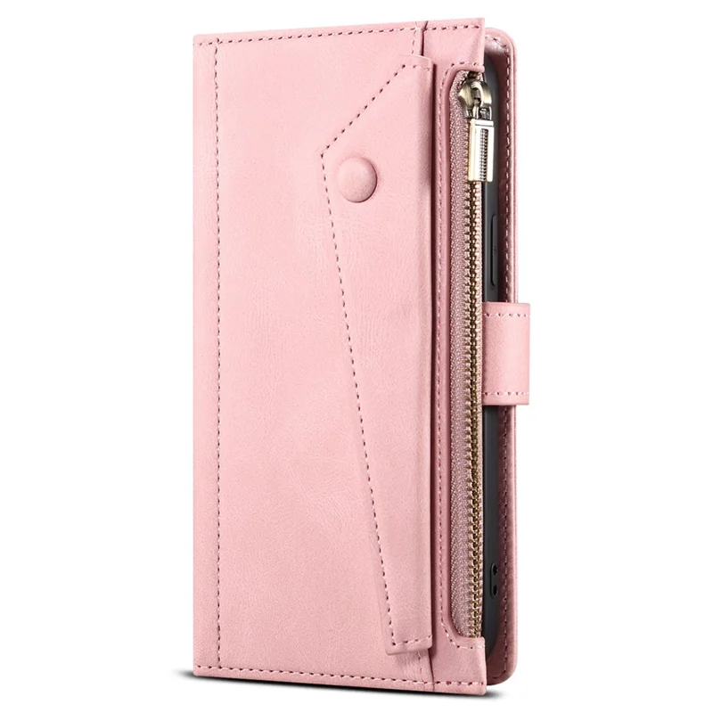 ESEBLE Star Series For iPhone 16 Pro Max Case Zipper Wallet Anti-drop PU Leather Phone Cover - Rose Gold