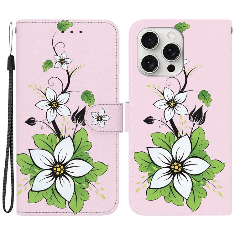 Für iPhone 16 Pro Case Pattern Print Leather Wallet Phone Cover - Lily