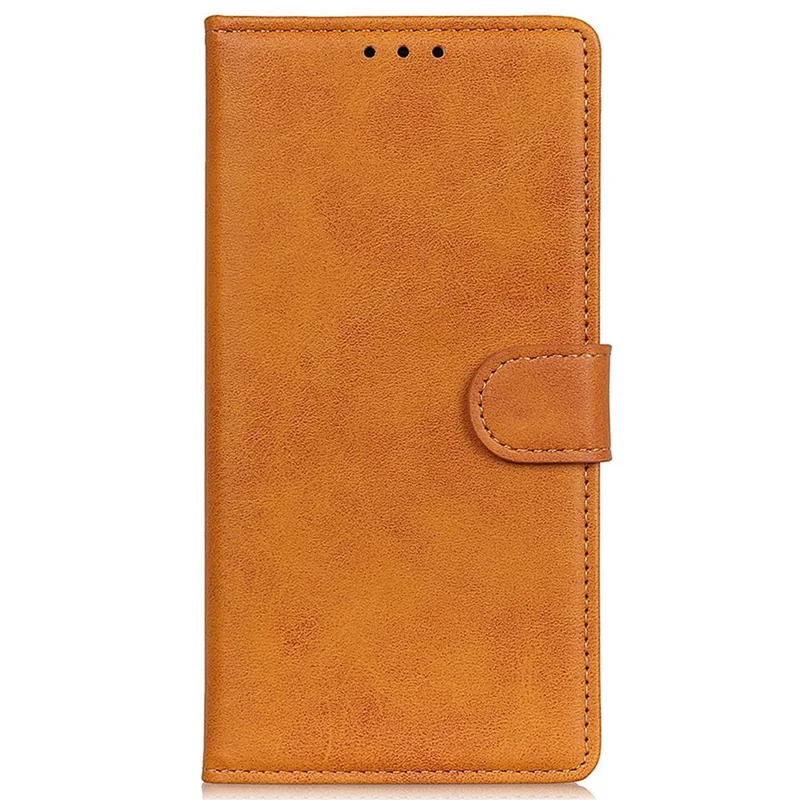 For Samsung Galaxy S24 FE Stand Case Cowhide Texture Leather Phone Cover - Brown