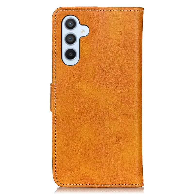 For Samsung Galaxy S24 FE Stand Case Cowhide Texture Leather Phone Cover - Brown