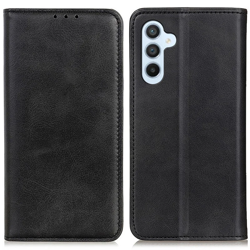 Für Samsung Galaxy S24 FE Stand Case Cowhide Texture Split Leather Flip Phone Cover - Schwarz