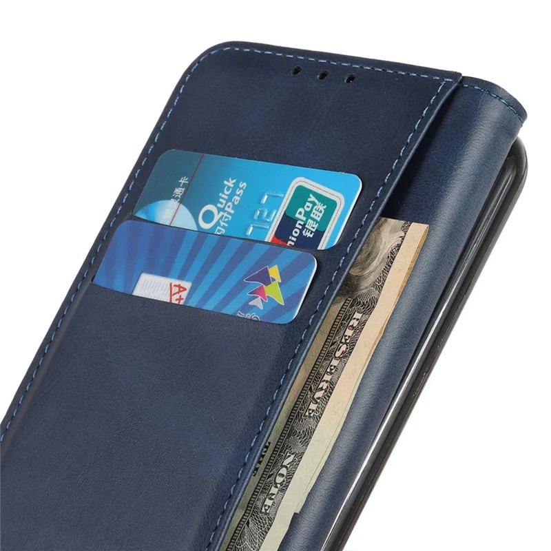 For Motorola Moto G85 5G / S50 Neo 5G Case Cowhide Texture Split Leather Stand Phone Cover - Blue