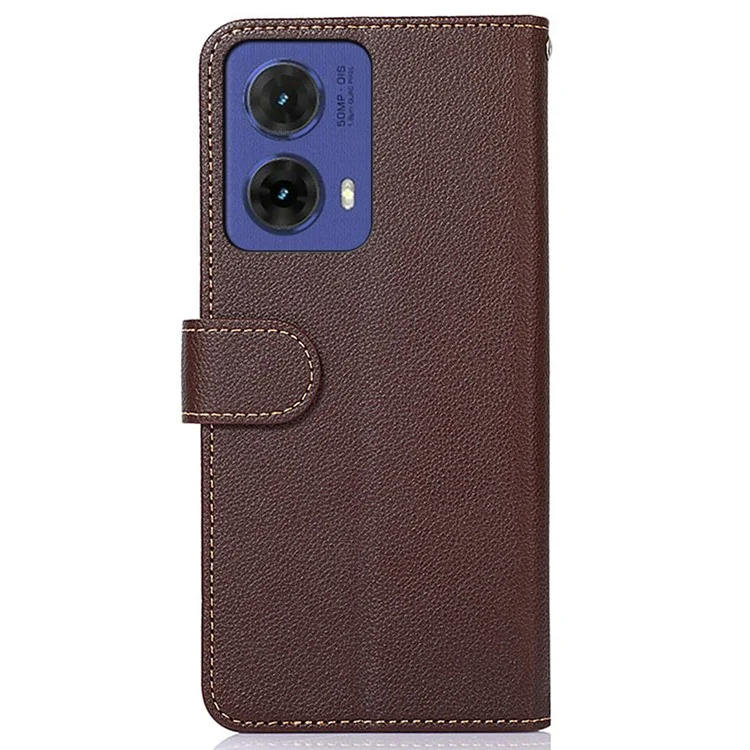 KHAZNEH Para Motorola Moto G85 5G / S50 Neo 5G Funda de Teléfono Billetera de Cuero con Bloqueo RFID - Marrón