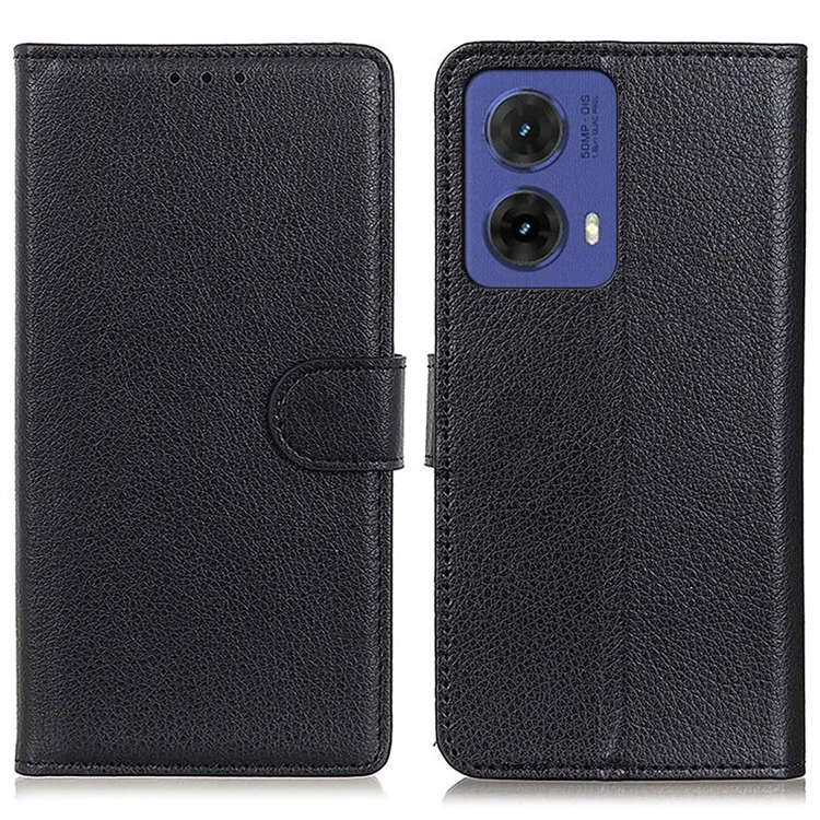 Para Motorola Moto G85 5G / S50 Neo 5G Carteira Caso Textura Litchi Couro Capa de Telefone - Preto