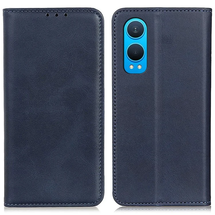 For OnePlus Nord CE4 Lite 5G / Oppo K12x 5G (China) Wallet Case Cowhide Texture Split Leather Phone Cover - Blue