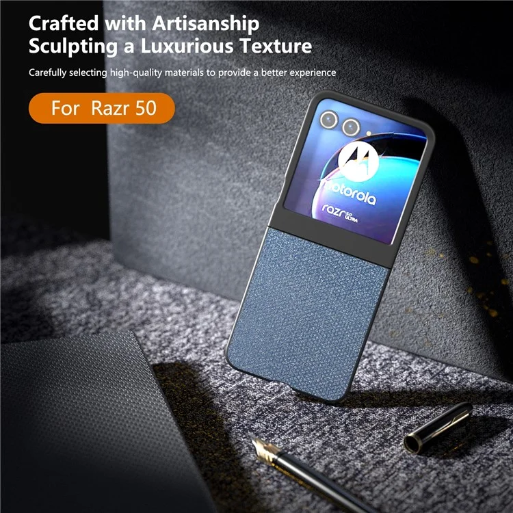Чехол для Motorola Razr 50 5G с текстурой из страз из искусственной кожи - Синий