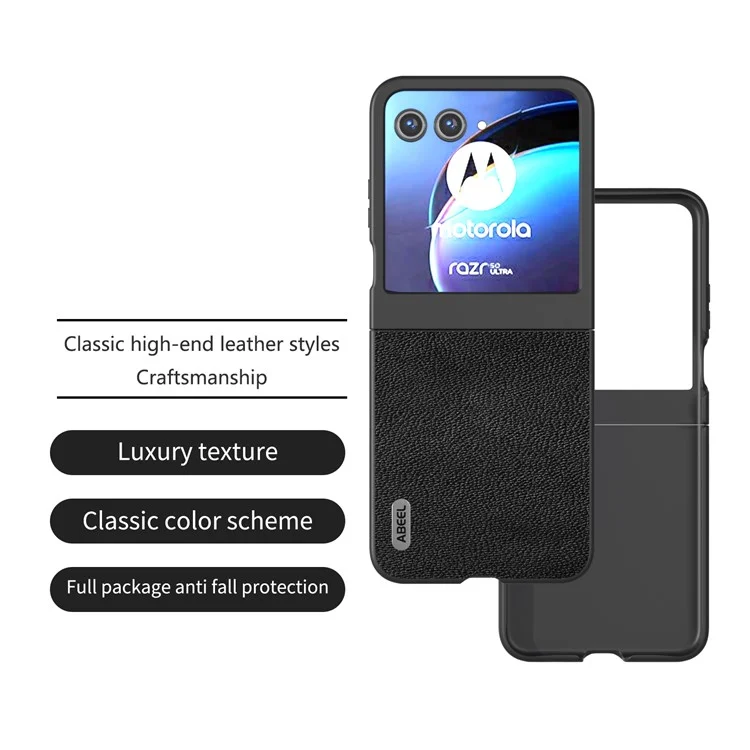 ABEEL Para Motorola Razr 50 5G Caja Textura de Litchi Funda No Deslizante - Negro