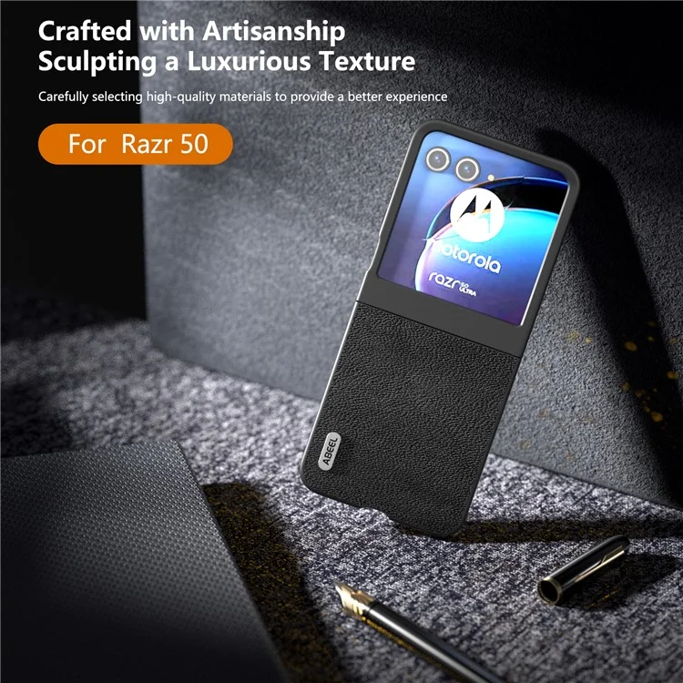 ABEEL Para Motorola Razr 50 5G Caja Textura de Litchi Funda No Deslizante - Negro
