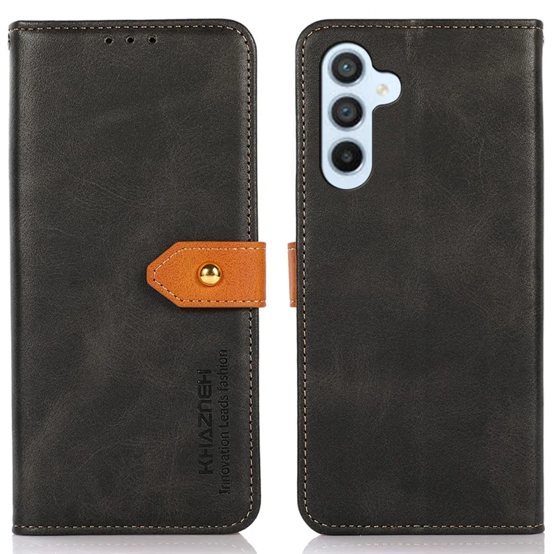 KHAZNEH For Samsung Galaxy S24 FE Wallet Case Folding Stand PU Leather Phone Cover - Black