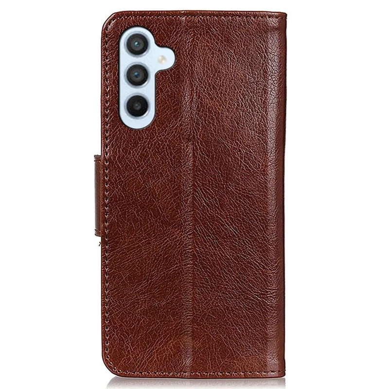 For Samsung Galaxy S24 FE Case Nappa Texture Split Leather Wallet Phone Cover - Brown