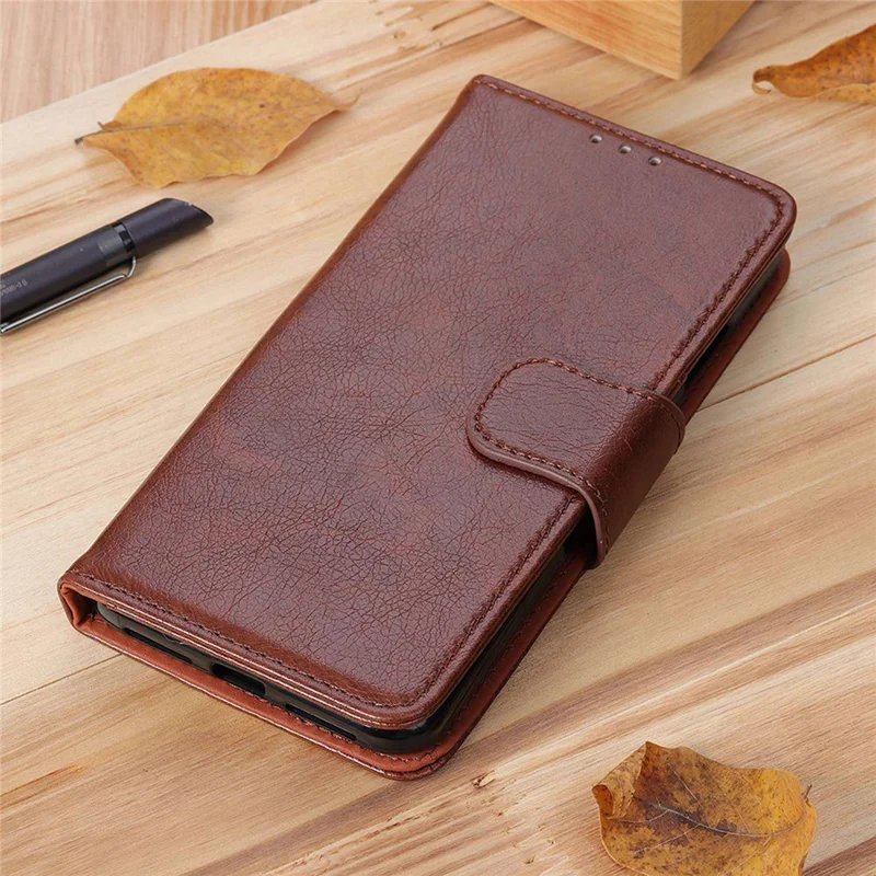 For Samsung Galaxy S24 FE Case Nappa Texture Split Leather Wallet Phone Cover - Brown