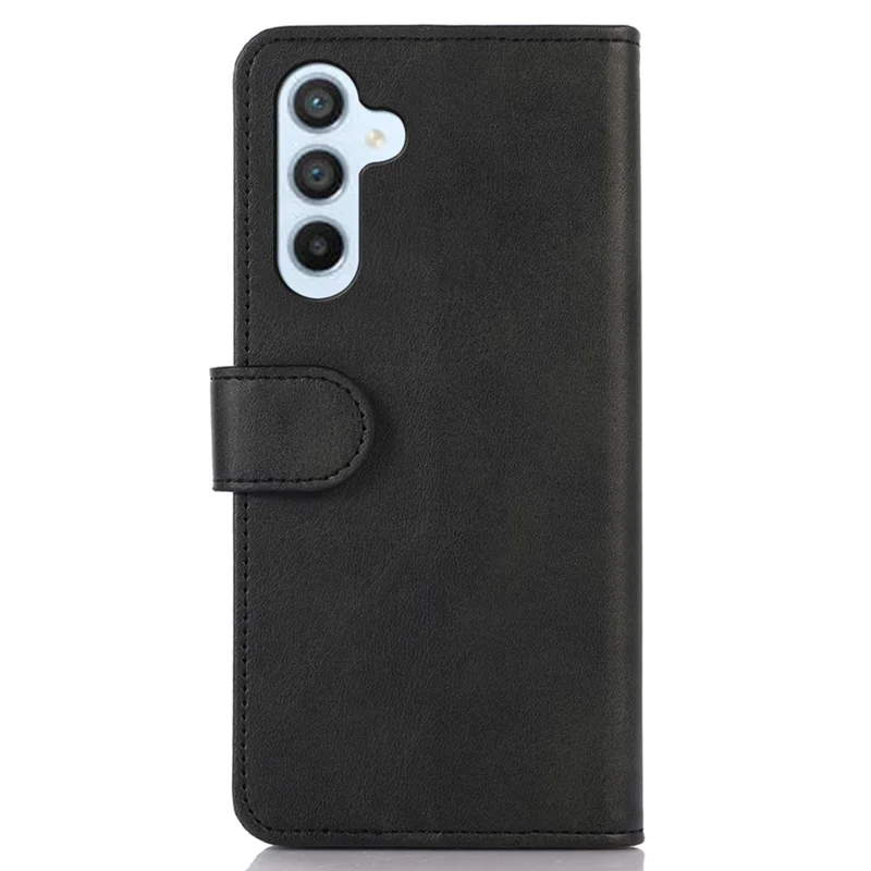 Para Samsung Galaxy S24 FE Case Cowhide Texture Leather 3 Card Slots Phone Cover with Stand - Preto