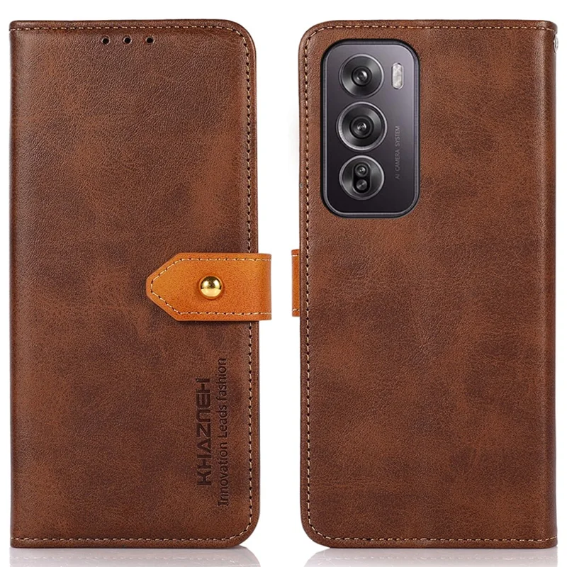 KHAZNEH For Oppo Reno12 Pro 5G (Global) Wallet Case Folding Stand PU Leather Phone Cover - Brown