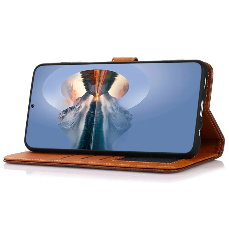 KHAZNEH For Oppo Reno12 Pro 5G (Global) Wallet Case Folding Stand PU Leather Phone Cover - Brown