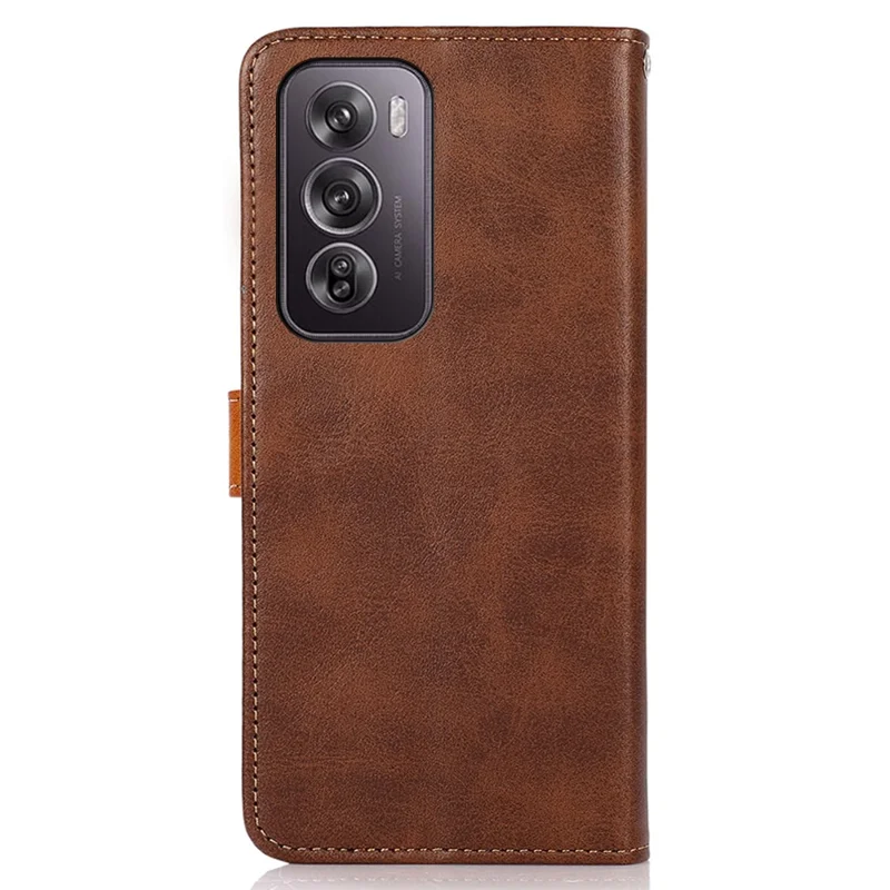 KHAZNEH For Oppo Reno12 Pro 5G (Global) Wallet Case Folding Stand PU Leather Phone Cover - Brown
