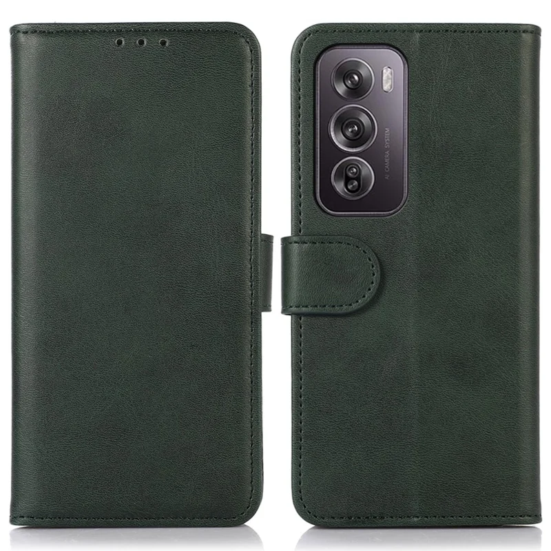 Pour Oppo Reno12 Pro 5G (Global) Stand Case Cowhide Texture Leather 3 Card Slots Phone Cover - Vert