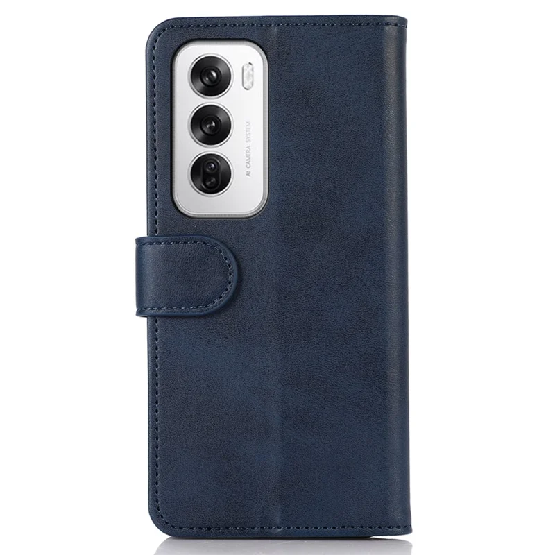Para Oppo Reno12 5G (Global) Case Cowhide Texture Leather Wallet Phone Cover - Azul