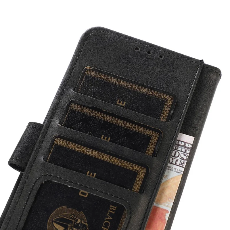 For Oppo Reno12 5G (Global) Case Cowhide Texture Leather Wallet Phone Cover - Black