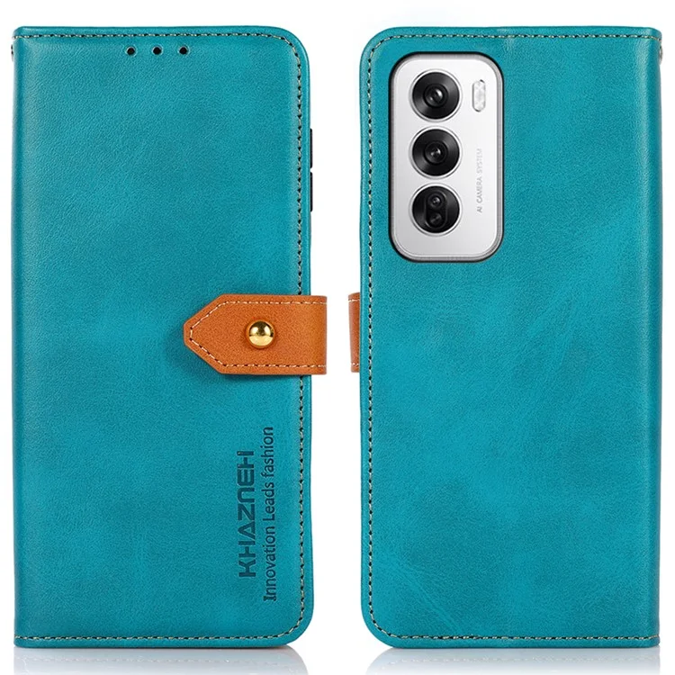 KHAZNEH For Oppo Reno12 5G (Global) Stand Case PU Leather Wallet Phone Cover - Blue