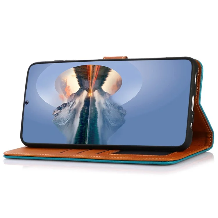 KHAZNEH For Oppo Reno12 5G (Global) Stand Case PU Leather Wallet Phone Cover - Blue