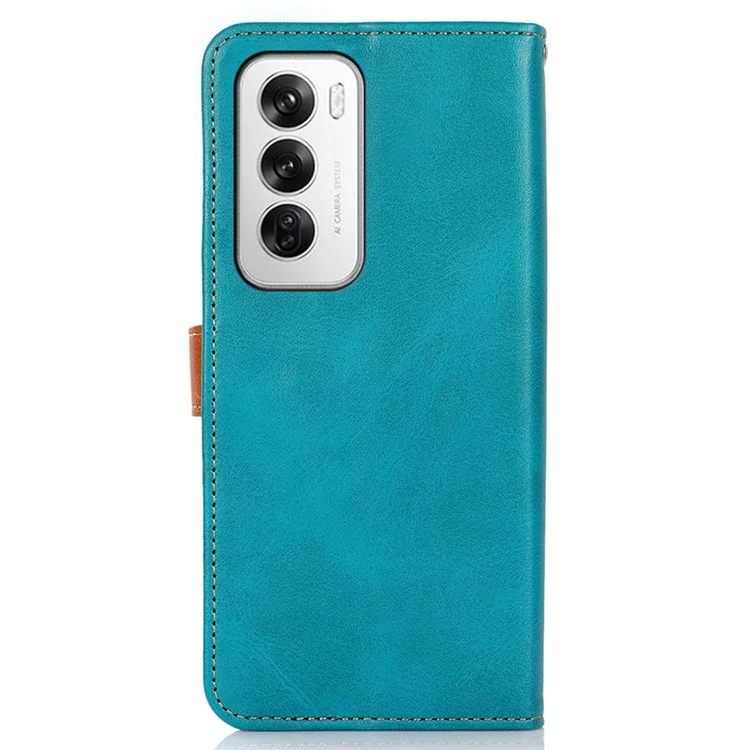 KHAZNEH For Oppo Reno12 5G (Global) Stand Case PU Leather Wallet Phone Cover - Blue
