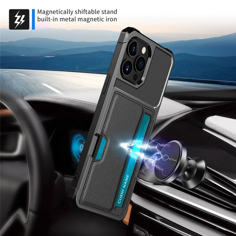 Para iPhone 14 Pro ZM02 Reforçado Canto Caso de Telefone Slot de Cartão PU Couro + TPU Anti-queda Tampa Traseira