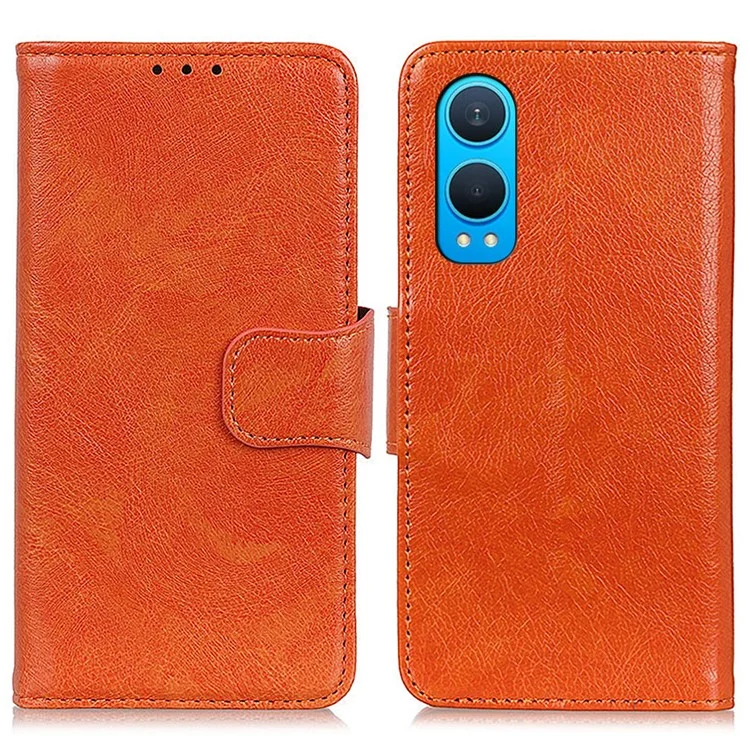 For OnePlus Nord CE4 Lite 5G / Oppo K12x 5G (China) Wallet Case Nappa Texture Split Leather Phone Cover - Orange