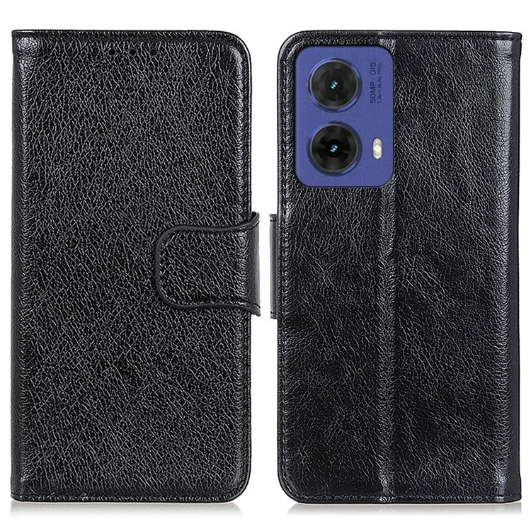 Per Motorola Moto G85 5G / S50 Neo 5G Custodia Nappa Texture Split Leather Wallet Phone Cover - Nero