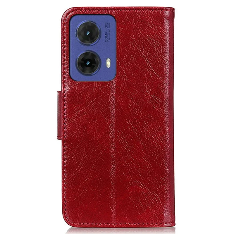 For Motorola Moto G85 5G / S50 Neo 5G Case Nappa Texture Split Leather Wallet Phone Cover - Red